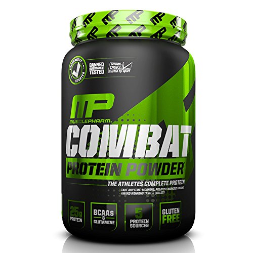 MusclePharm Combat Protein Powder, Essential Whey Protein Powder, Isolate Whey Protein, Casein and Egg Protein with BCAAs and Glutamine for Recovery, Chocolate Milk, 2-Pound, 26 Servings