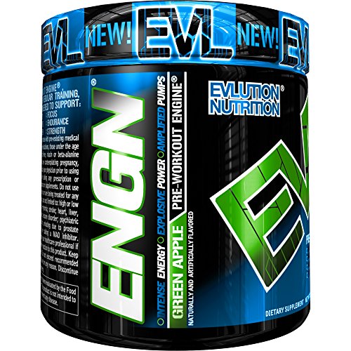 Evlution Nutrition ENGN Pre-Workout, Pikatropin-Free, 30 Servings, Intense Pre-Workout Powder for Increased Energy, Power, and Focus (Green Apple)