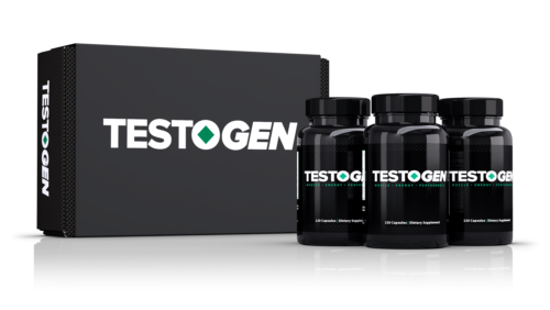 TestoGen review, a box and 3 bottles of TestoGen